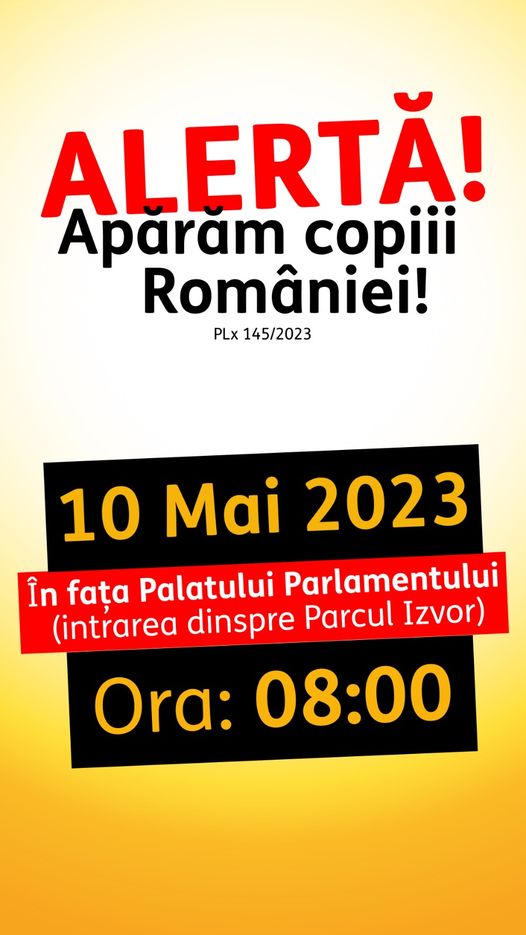 Protest AUR 10 mai 2023 – Apărăm copiii României